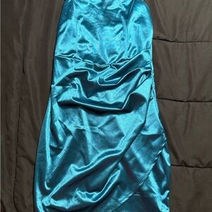 Honey and Rosie Strapless Teal Dress